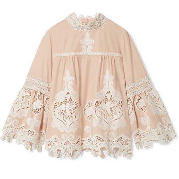 ANNA SUI Cupid And Fairy Crocheted Lace Blouse S - Picture 2 of 7